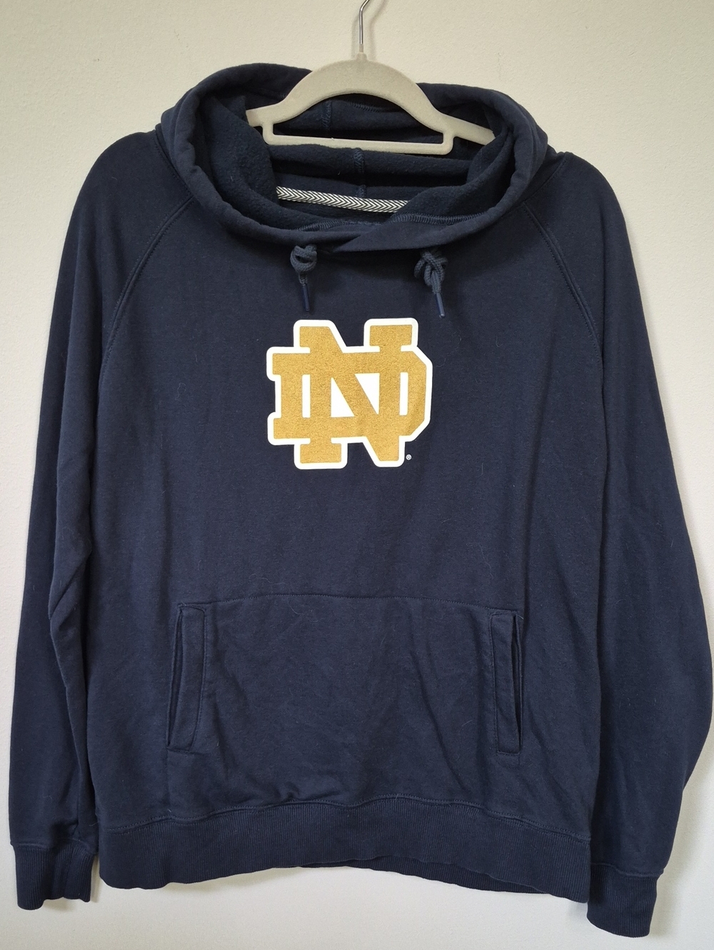 NCAA Notre Dame Vtg Jansport Navy Pullover Hoodie Gold ND Logo Collegiate